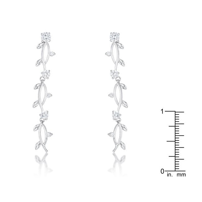 1.1Ct Vine Design Rhodium Earrings - LinkagejewelrydesignLinkagejewelrydesign