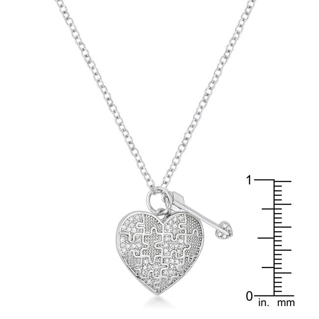 .12 Ct Rhodium Heart and Arrow Pendant with CZ - LinkagejewelrydesignLinkagejewelrydesign