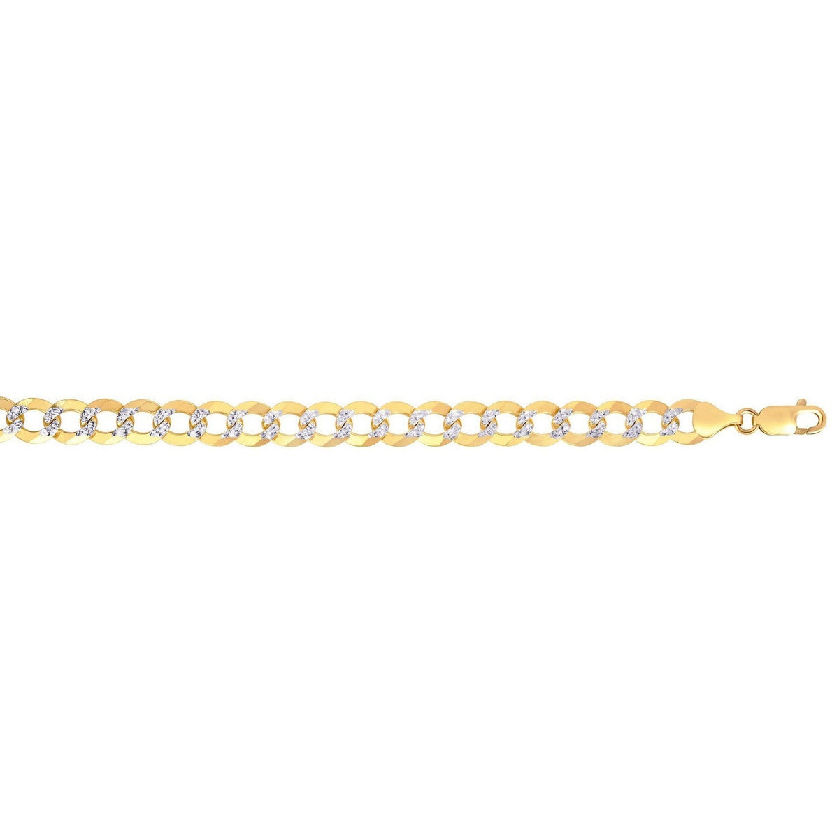 12.18 mm 14k Two Tone Gold Pave Curb Bracelet - LinkagejewelrydesignLinkagejewelrydesign