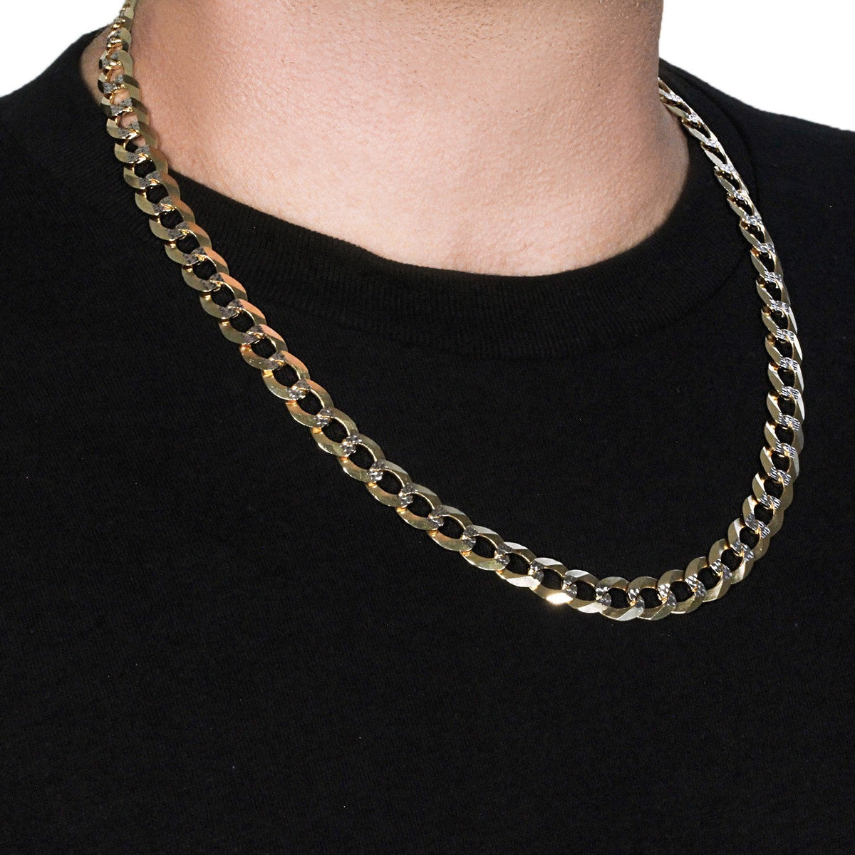 12.18 mm 14k Two Tone Gold Pave Curb Chain - LinkagejewelrydesignLinkagejewelrydesign