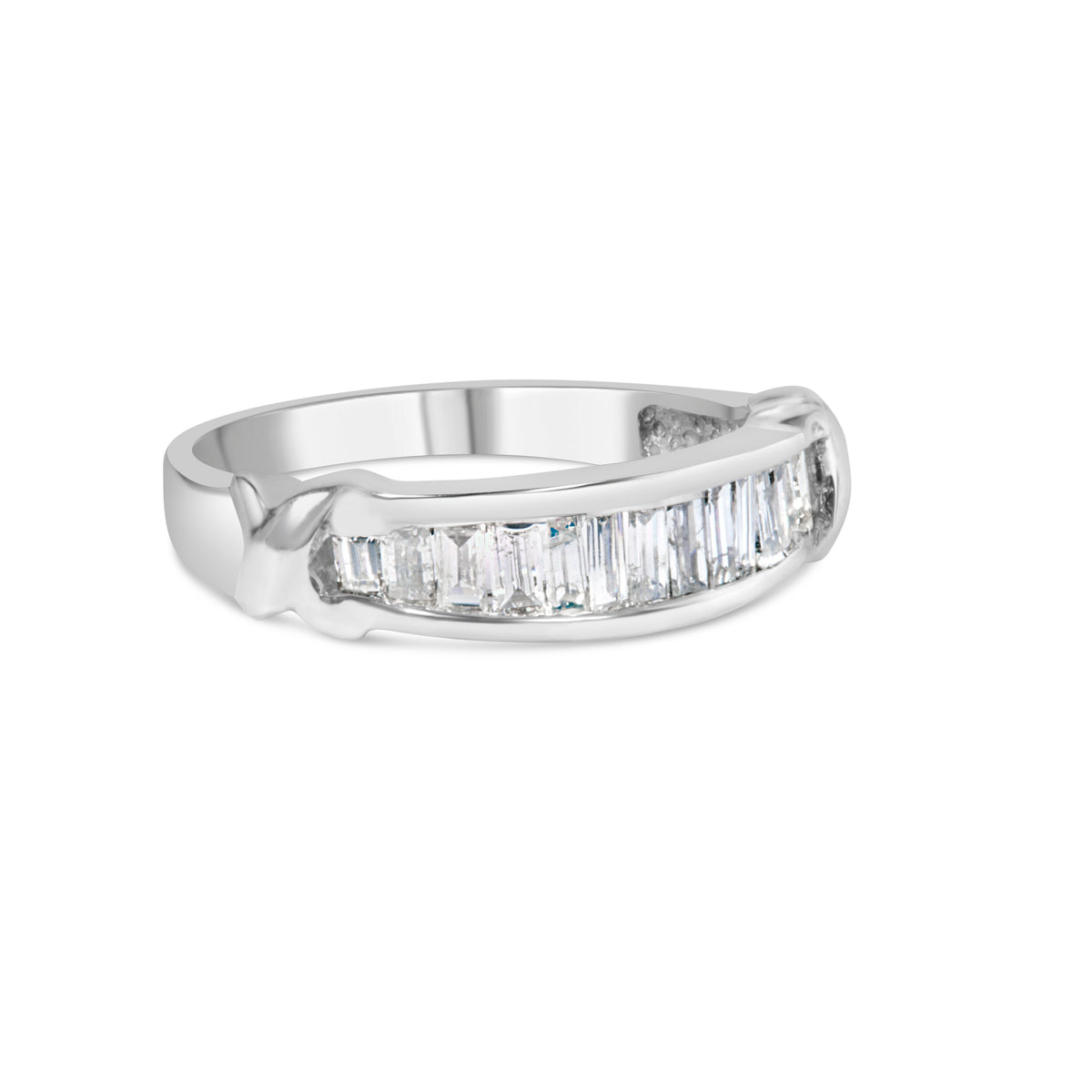 .925 Sterling Silver 1/2 Cttw Baguette Cut Diamond Channel Set X-Station Wedding Ring (H-I Color, I1-I2 Clarity)