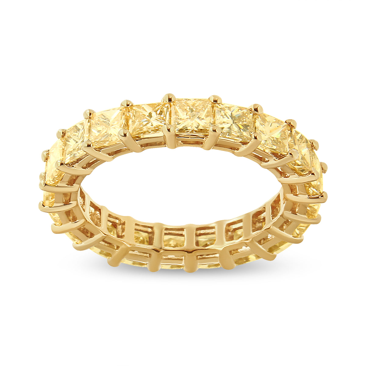 14K Yellow Gold 4.00 Cttw Shared Prong Set Princess Cut Diamond Eternity Band Ring (J-K Color, VS1-VS2 Clarity) - Ring Size 7