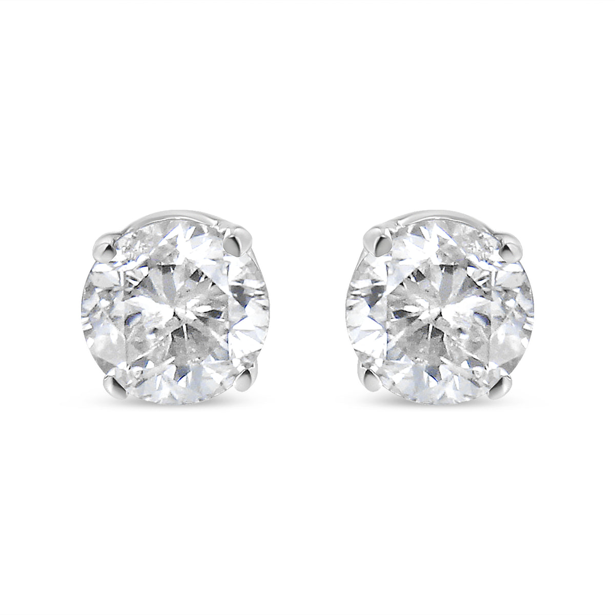 14K White Gold 5/8 Cttw Round Brilliant-Cut Lab Grown Diamond Classic 4-Prong Push back Stud Earrings (F-G Color, VS1-VS2 Clarity)