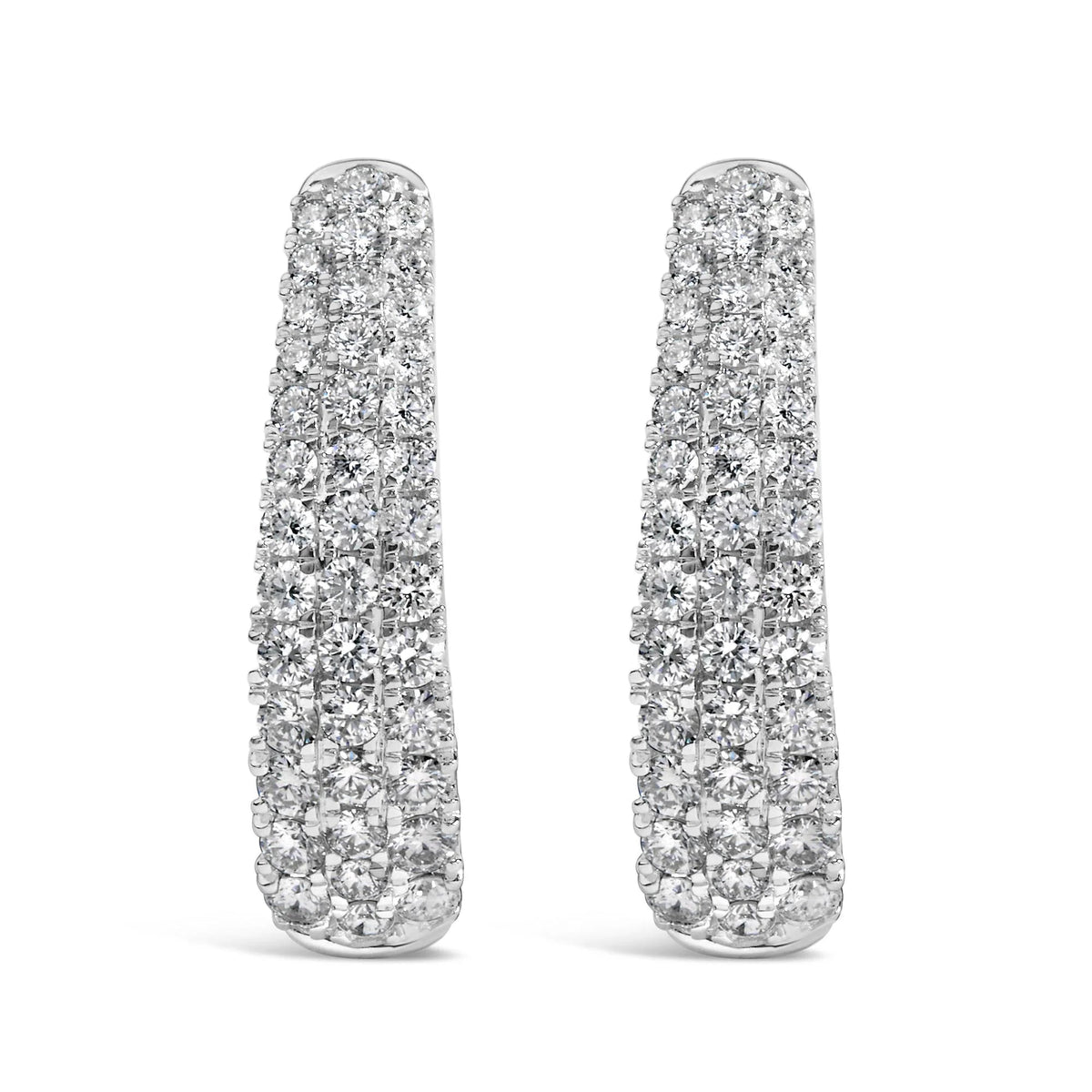 14K Gold 1 3/4 Cttw Pave Set Natural Diamond Tapered Hoop Earrings (G - H Color, VS2 - SI1 Clarity) - LinkagejewelrydesignLinkagejewelrydesign