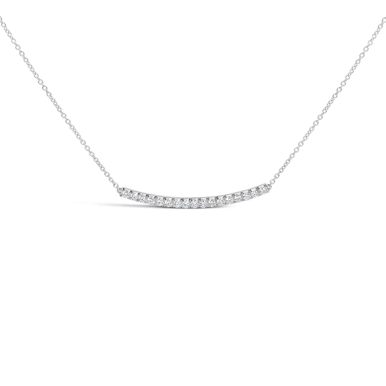 14K Gold 1.00 Cttw Diamond Curved Bar Pendant Necklace (H - I Color, VS2 - SI1 Clarity) - 18 Inches - LinkagejewelrydesignLinkagejewelrydesign