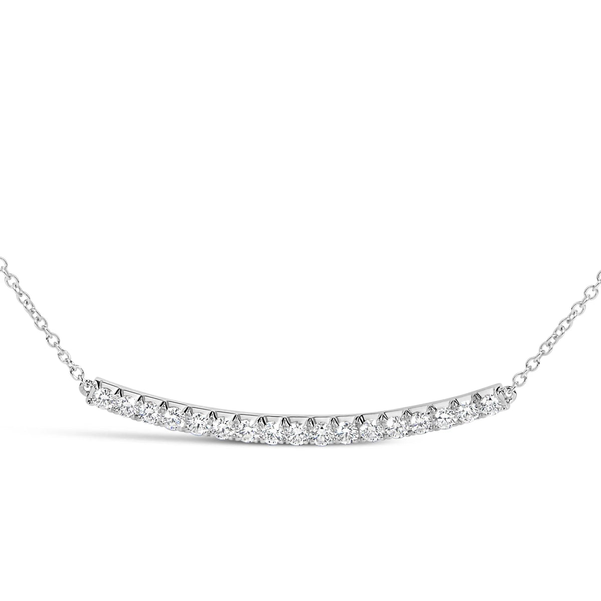 14K Gold 1.00 Cttw Diamond Curved Bar Pendant Necklace (H - I Color, VS2 - SI1 Clarity) - 18 Inches - LinkagejewelrydesignLinkagejewelrydesign