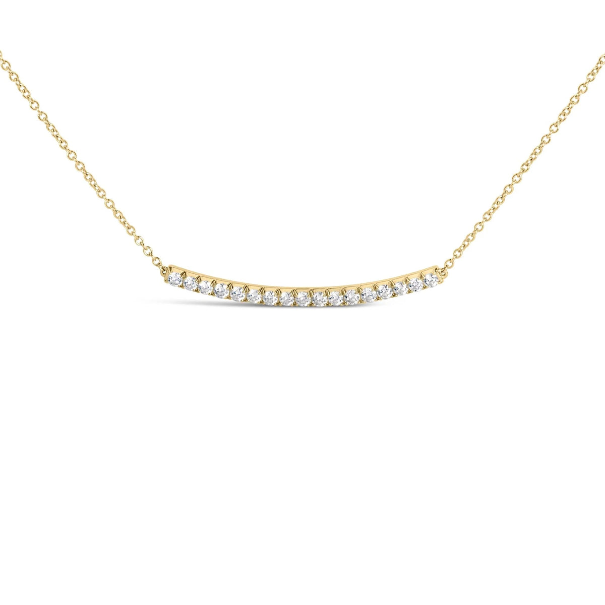 14K Gold 1.00 Cttw Diamond Curved Bar Pendant Necklace (H - I Color, VS2 - SI1 Clarity) - 18 Inches - LinkagejewelrydesignLinkagejewelrydesign