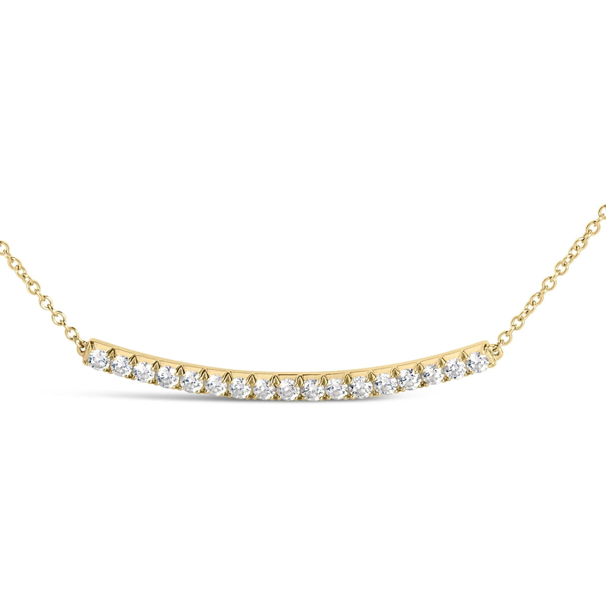 14K Gold 1.00 Cttw Diamond Curved Bar Pendant Necklace (H - I Color, VS2 - SI1 Clarity) - 18 Inches - LinkagejewelrydesignLinkagejewelrydesign