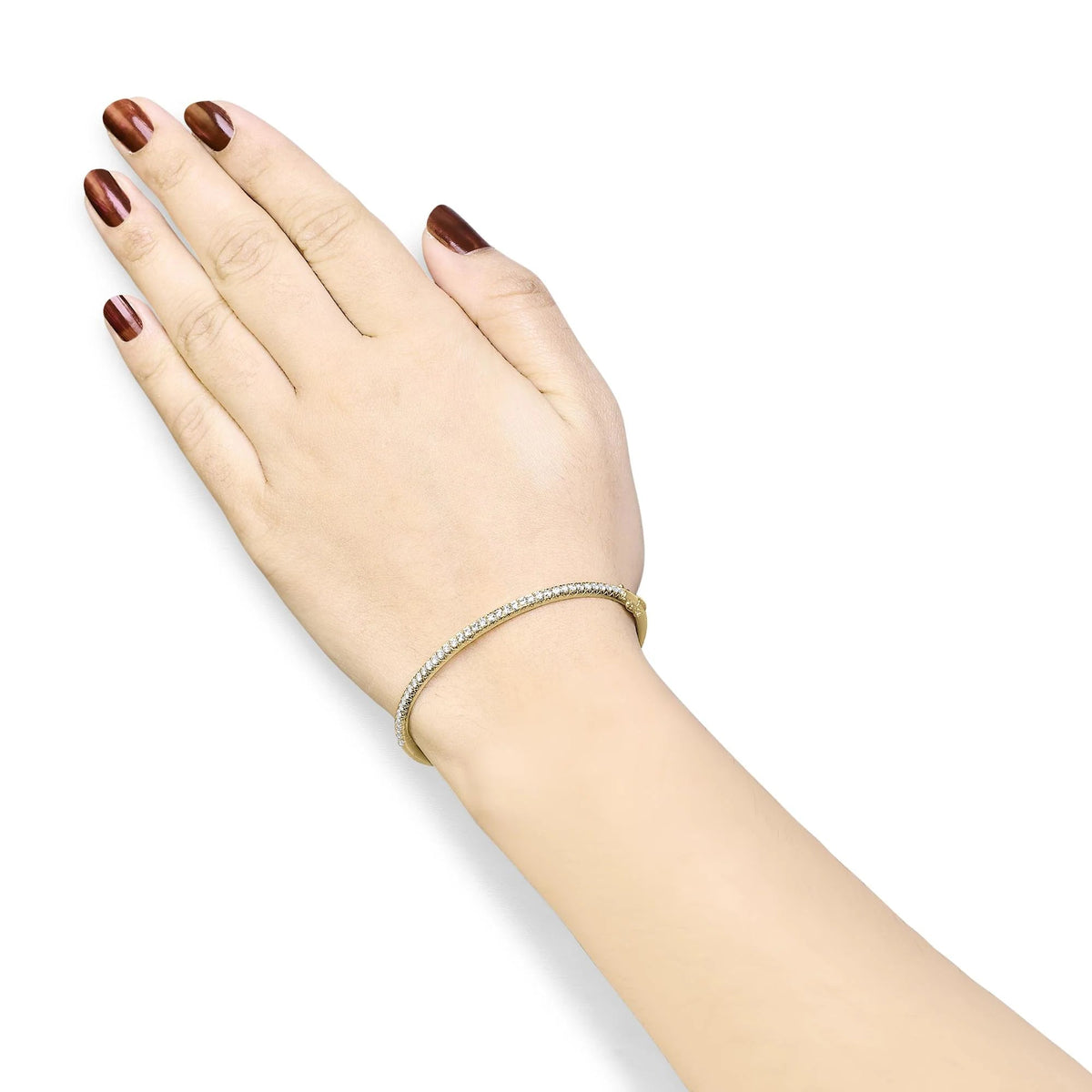 14K Gold 1.00 Cttw Half Eternity Diamond Bangle Bracelet (G - H Color, SI2 - I1 Clarity) - 7" Inches - LinkagejewelrydesignLinkagejewelrydesign