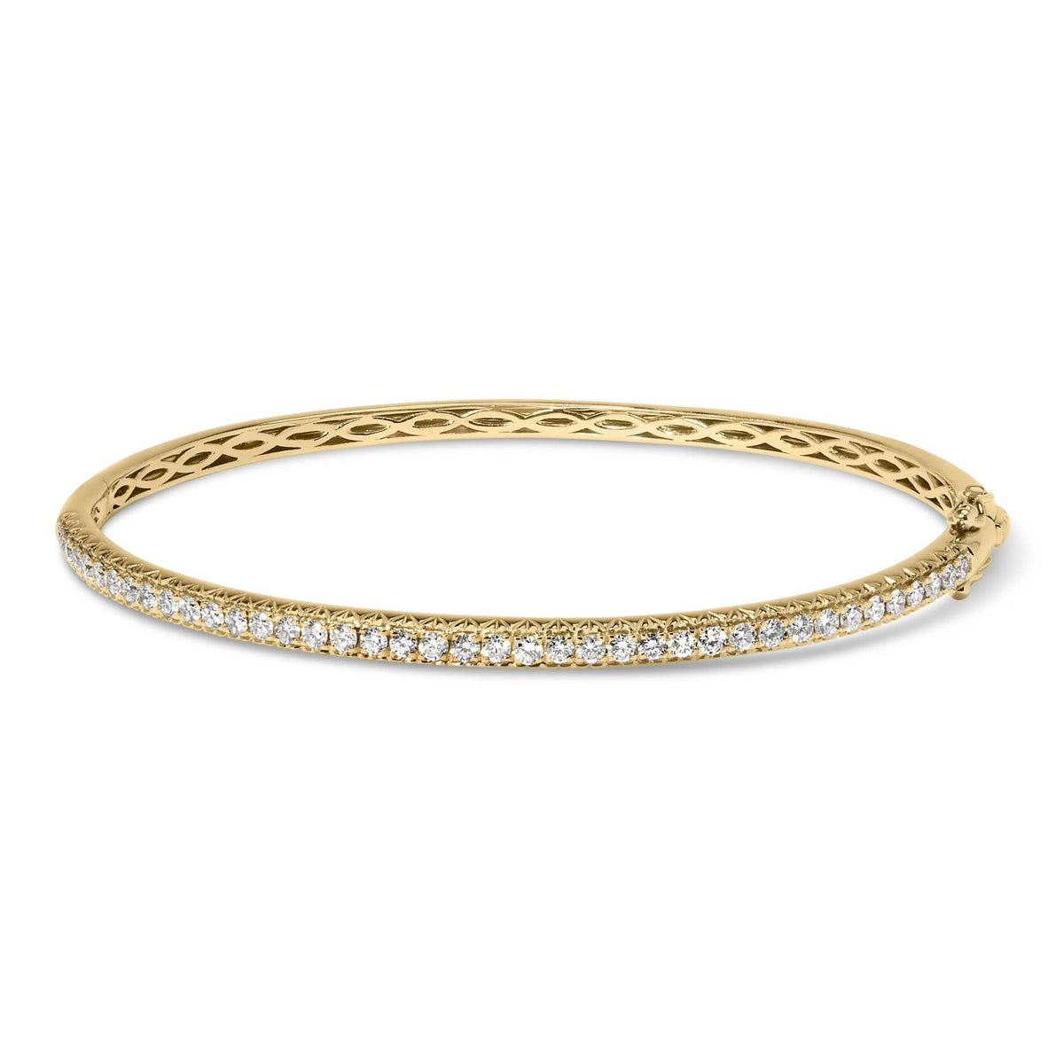 14K Gold 1.00 Cttw Half Eternity Diamond Bangle Bracelet (G - H Color, SI2 - I1 Clarity) - 7" Inches - LinkagejewelrydesignLinkagejewelrydesign