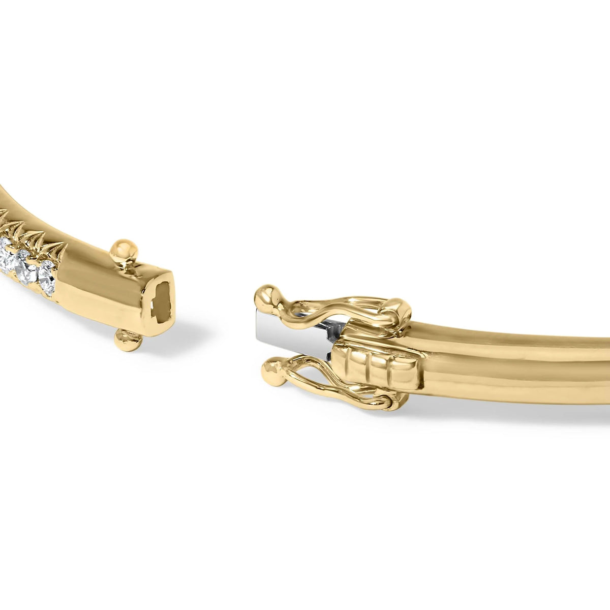 14K Gold 1.00 Cttw Half Eternity Diamond Bangle Bracelet (G - H Color, SI2 - I1 Clarity) - 7" Inches - LinkagejewelrydesignLinkagejewelrydesign