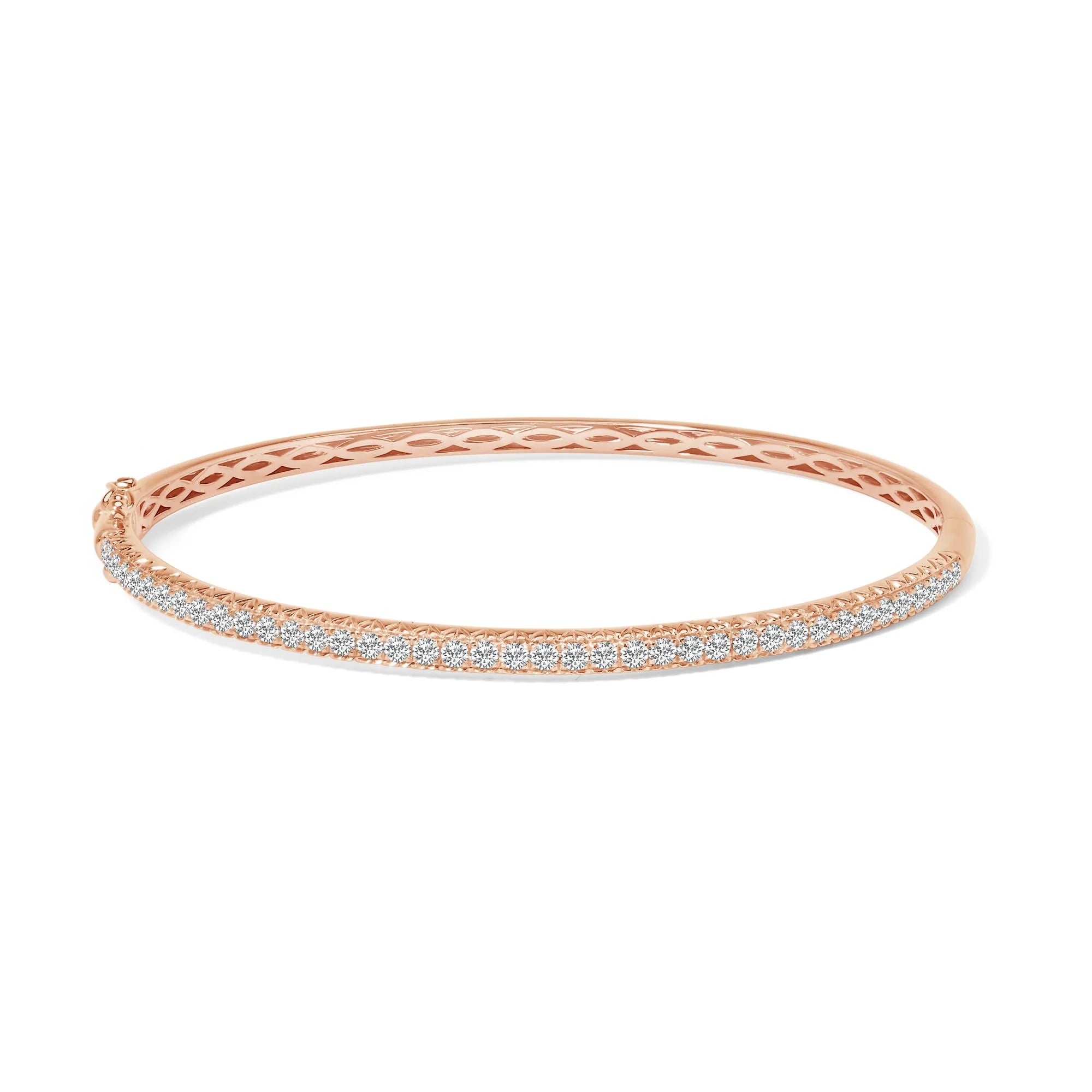 14K Gold 1.00 Cttw Half Eternity Diamond Bangle Bracelet (G - H Color, SI2 - I1 Clarity) - 7" Inches - LinkagejewelrydesignLinkagejewelrydesign