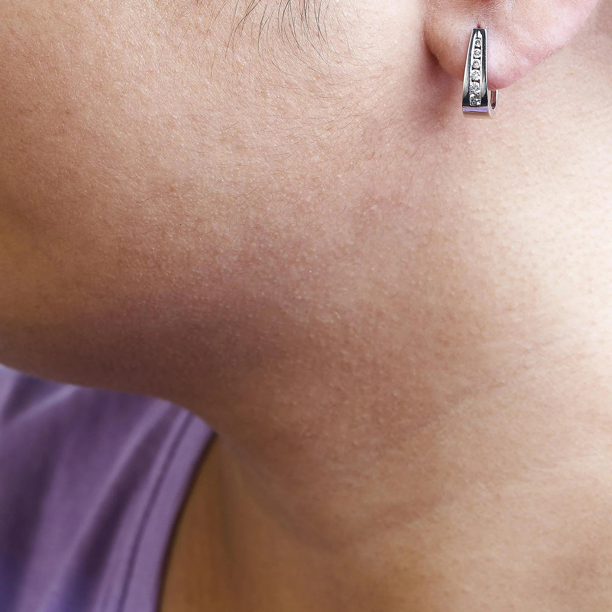 14K Gold 1/4 Cttw Channel - Set Brilliant Round - Cut Diamond Hoop Earrings (H - I Color, I1 - I2 Clarity) - LinkagejewelrydesignLinkagejewelrydesign