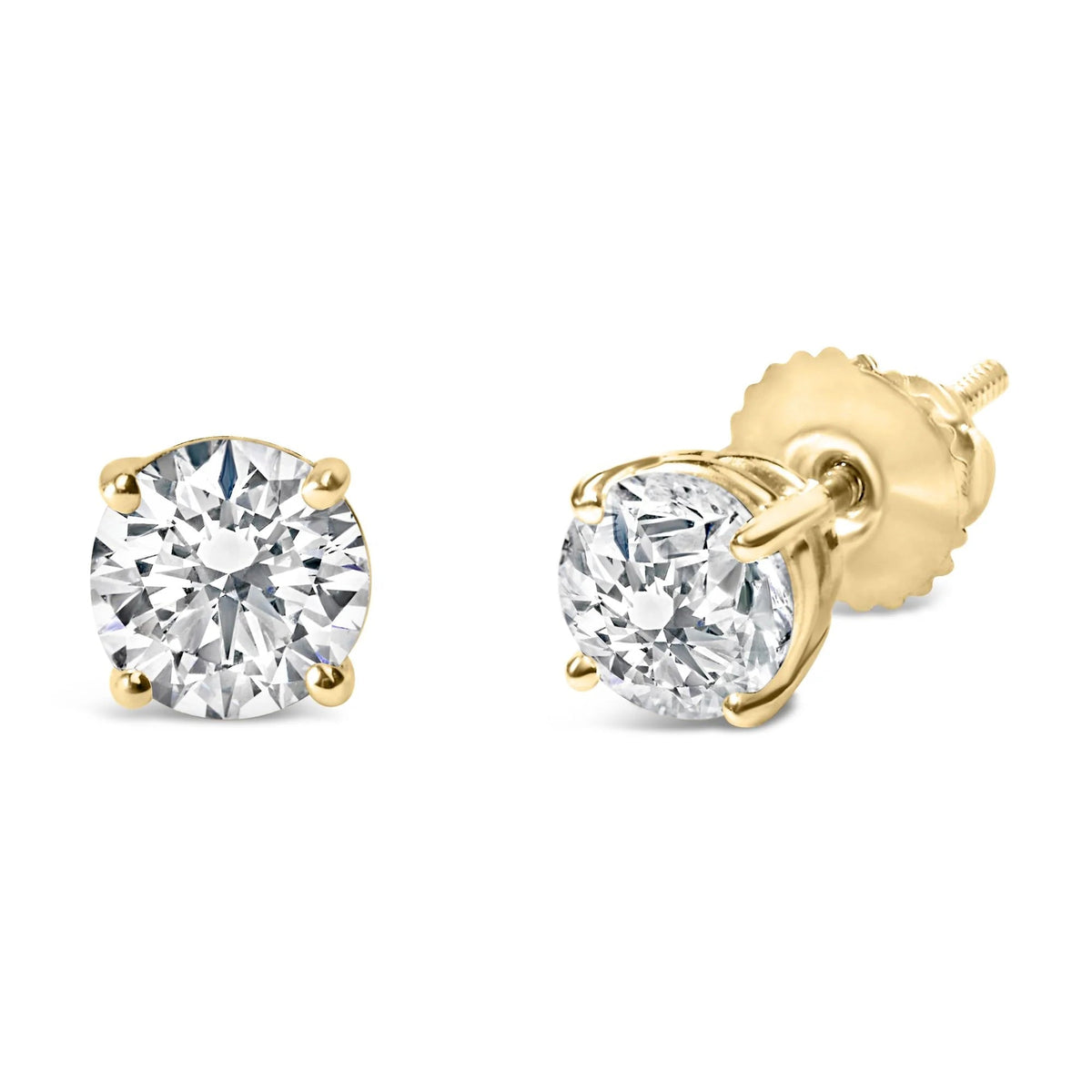 14K Gold 2.00 Cttw Lab Grown Round Brilliant - Cut Diamond Classic 4 - Prong Stud Earrings with Screw Backs (F - G color, VVS2 - VS1 Clarity) - LinkagejewelrydesignLinkagejewelrydesign