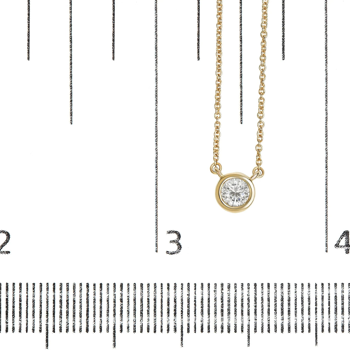 14K Gold Lab Grown Diamond Modern Bezel - Set Solitaire 16" - 18" Pendant Necklace (F - G Color, VS2 - SI1 Clarity) - LinkagejewelrydesignLinkagejewelrydesign