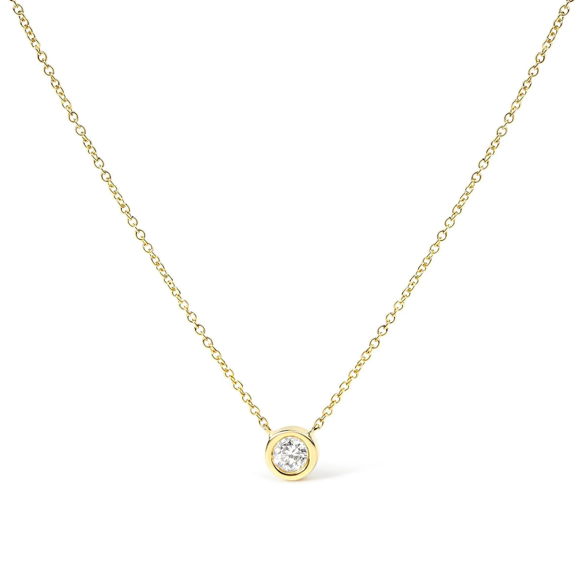 14K Gold Lab Grown Diamond Modern Bezel - Set Solitaire 16" - 18" Pendant Necklace (F - G Color, VS2 - SI1 Clarity) - LinkagejewelrydesignLinkagejewelrydesign
