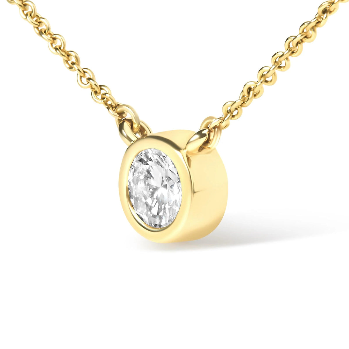 14K Gold Lab Grown Diamond Modern Bezel - Set Solitaire 16" - 18" Pendant Necklace (F - G Color, VS2 - SI1 Clarity) - LinkagejewelrydesignLinkagejewelrydesign