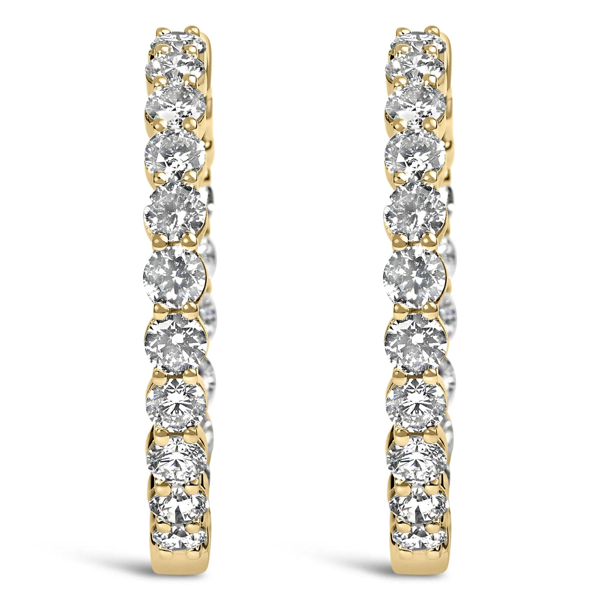 14K Gold Shared Prong Set Diamond Inside Out Hoop Earrings (G - H Color, I1 - I2 Clarity) - LinkagejewelrydesignLinkagejewelrydesign