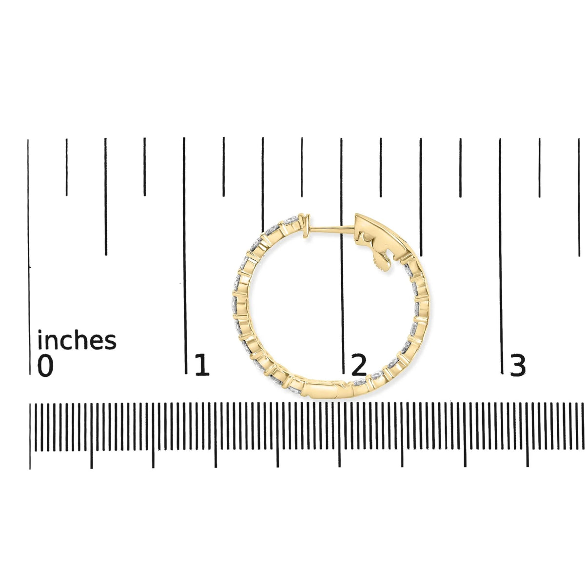 14K Gold Shared Prong Set Diamond Inside Out Hoop Earrings (G - H Color, I1 - I2 Clarity) - LinkagejewelrydesignLinkagejewelrydesign