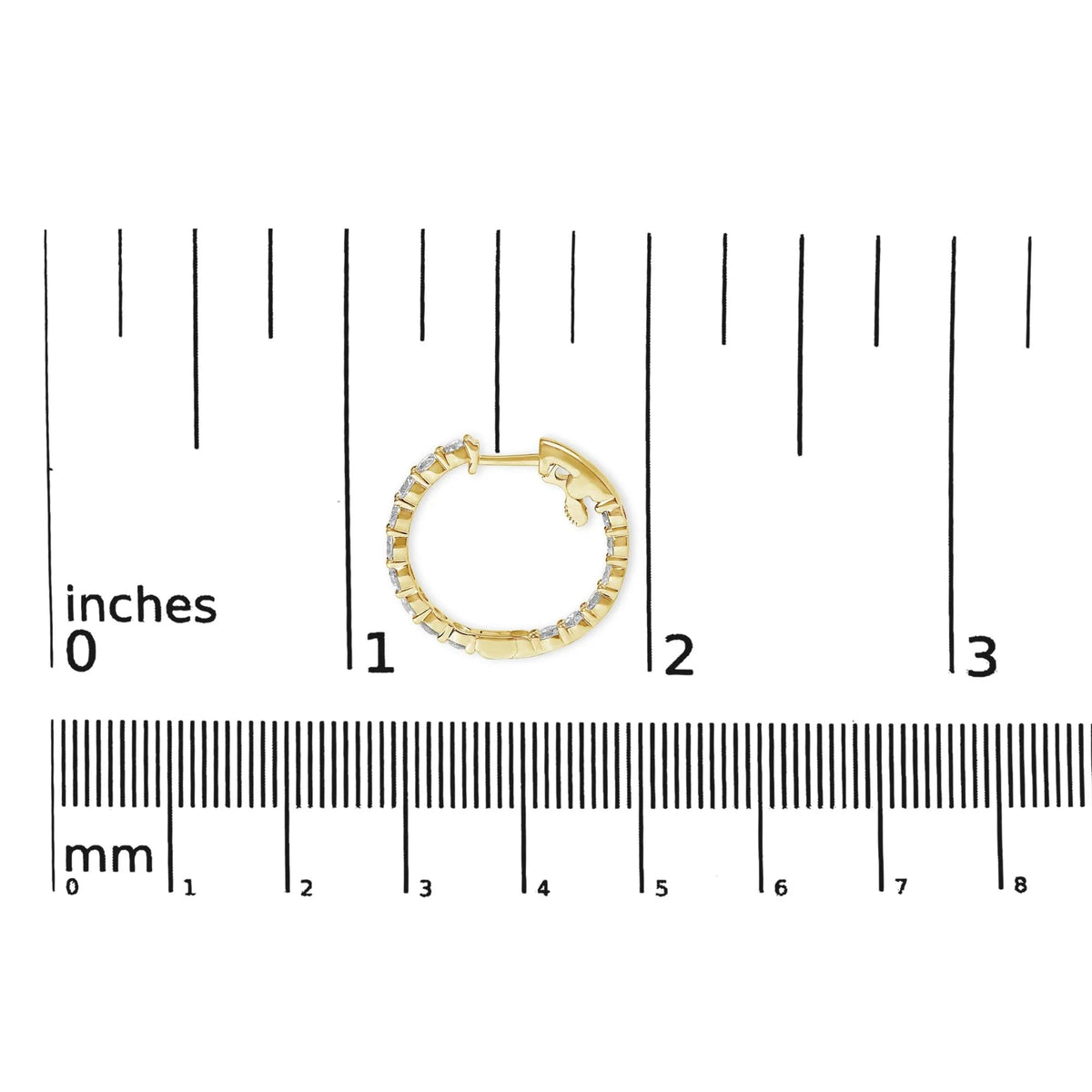 14K Gold Shared Prong Set Diamond Inside Out Hoop Earrings (G - H Color, I1 - I2 Clarity) - LinkagejewelrydesignLinkagejewelrydesign
