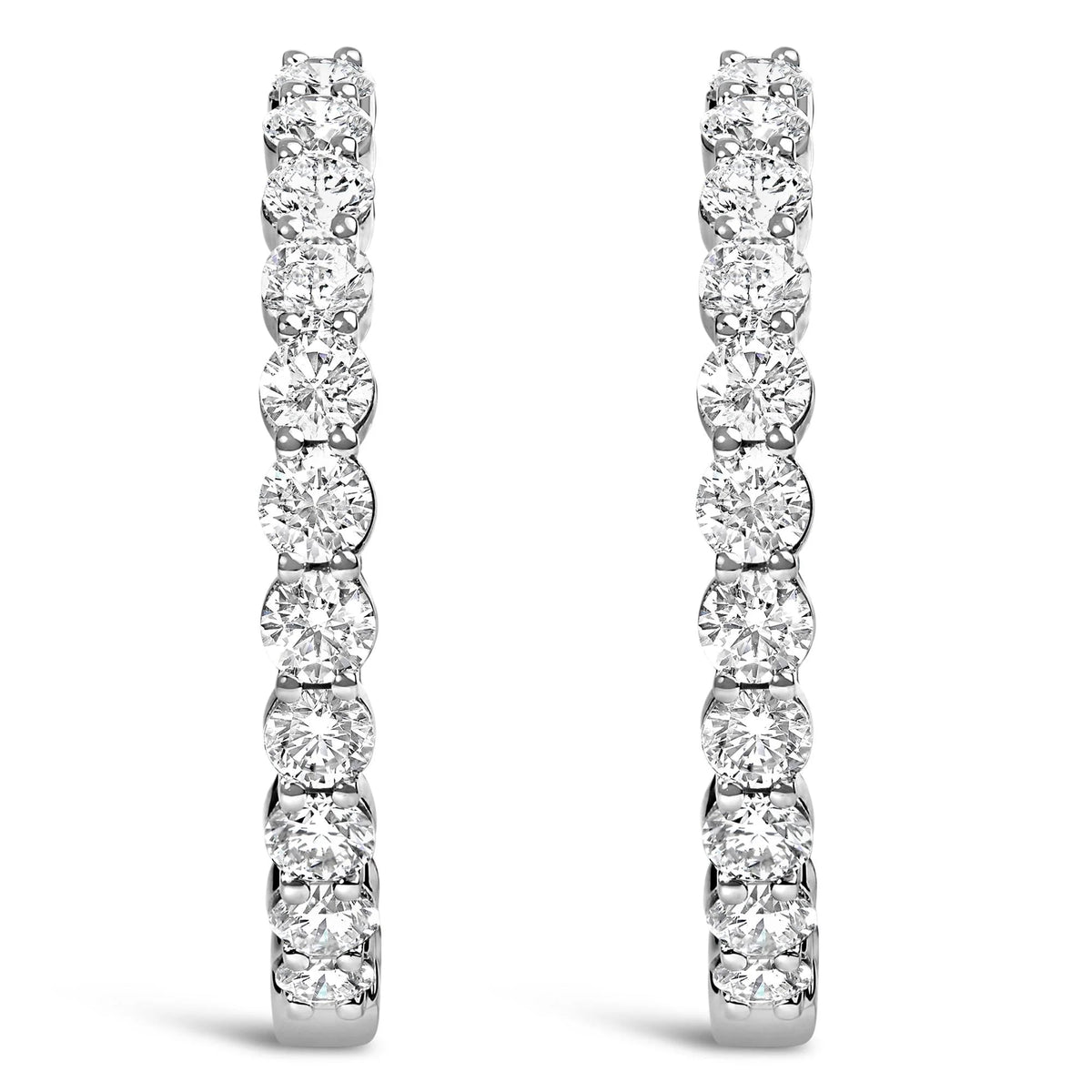 14K Gold Shared Prong Set Diamond Inside Out Hoop Earrings (G - H Color, I1 - I2 Clarity) - LinkagejewelrydesignLinkagejewelrydesign