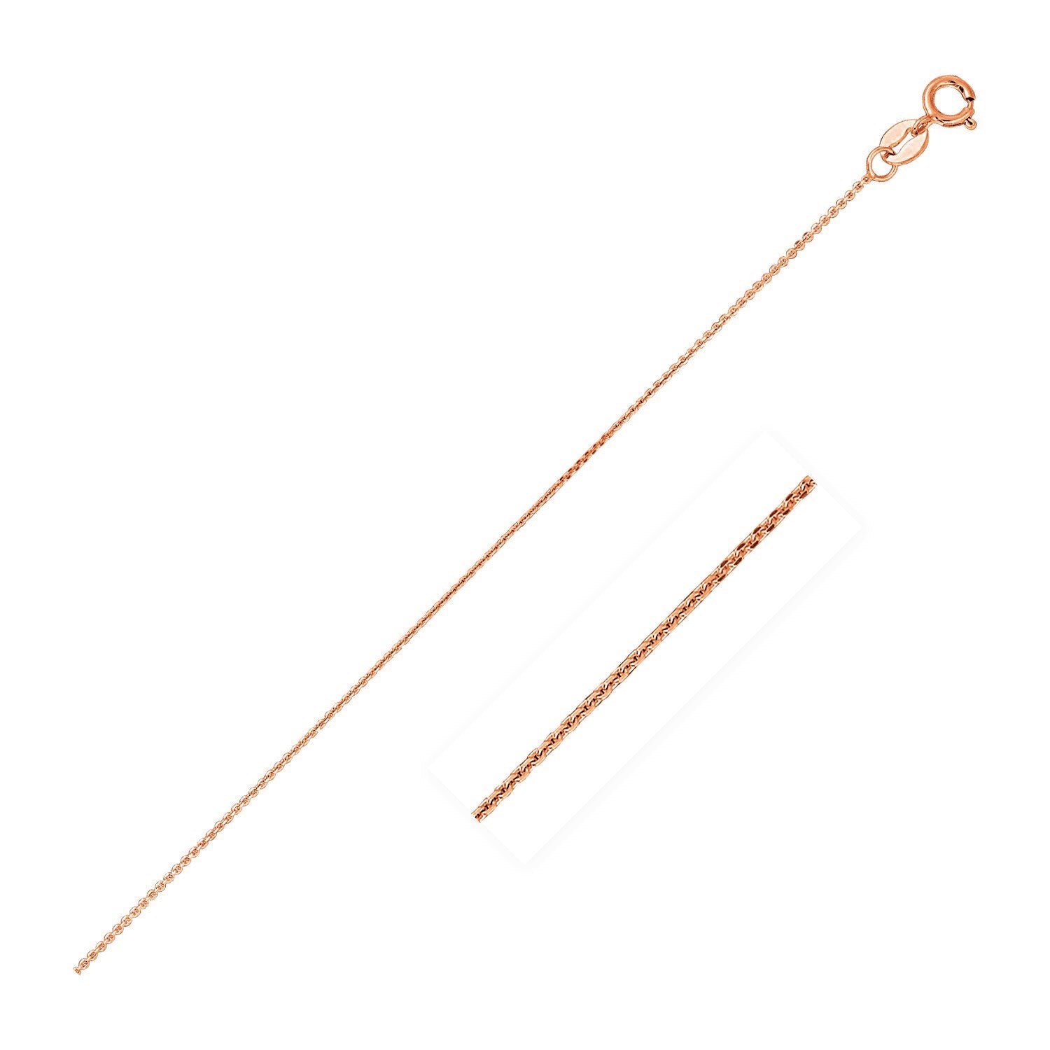 14k Pink Gold Diamond Cut Cable Link Chain (0.87 mm) - LinkagejewelrydesignLinkagejewelrydesign