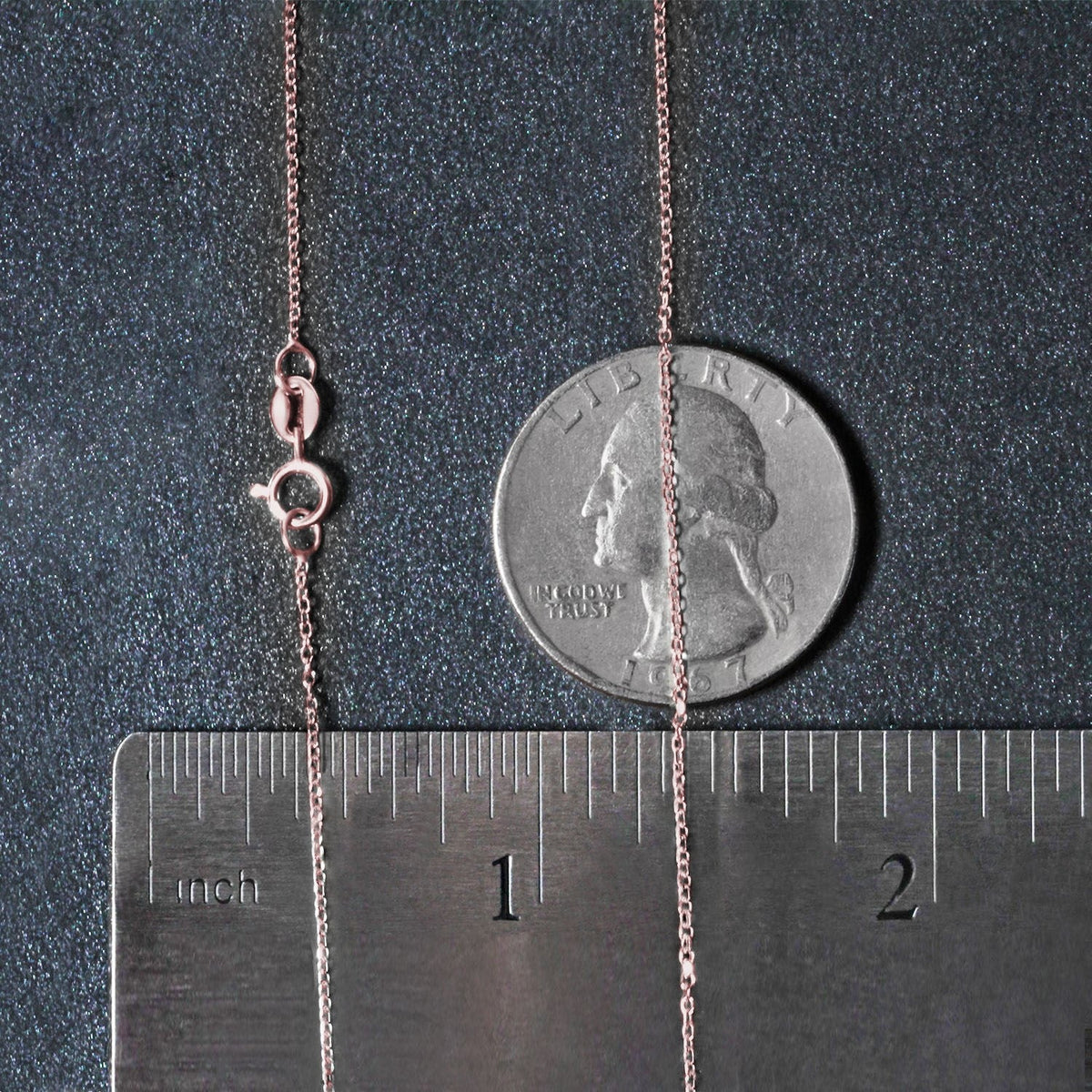 14k Pink Gold Diamond Cut Cable Link Chain (0.87 mm) - LinkagejewelrydesignLinkagejewelrydesign