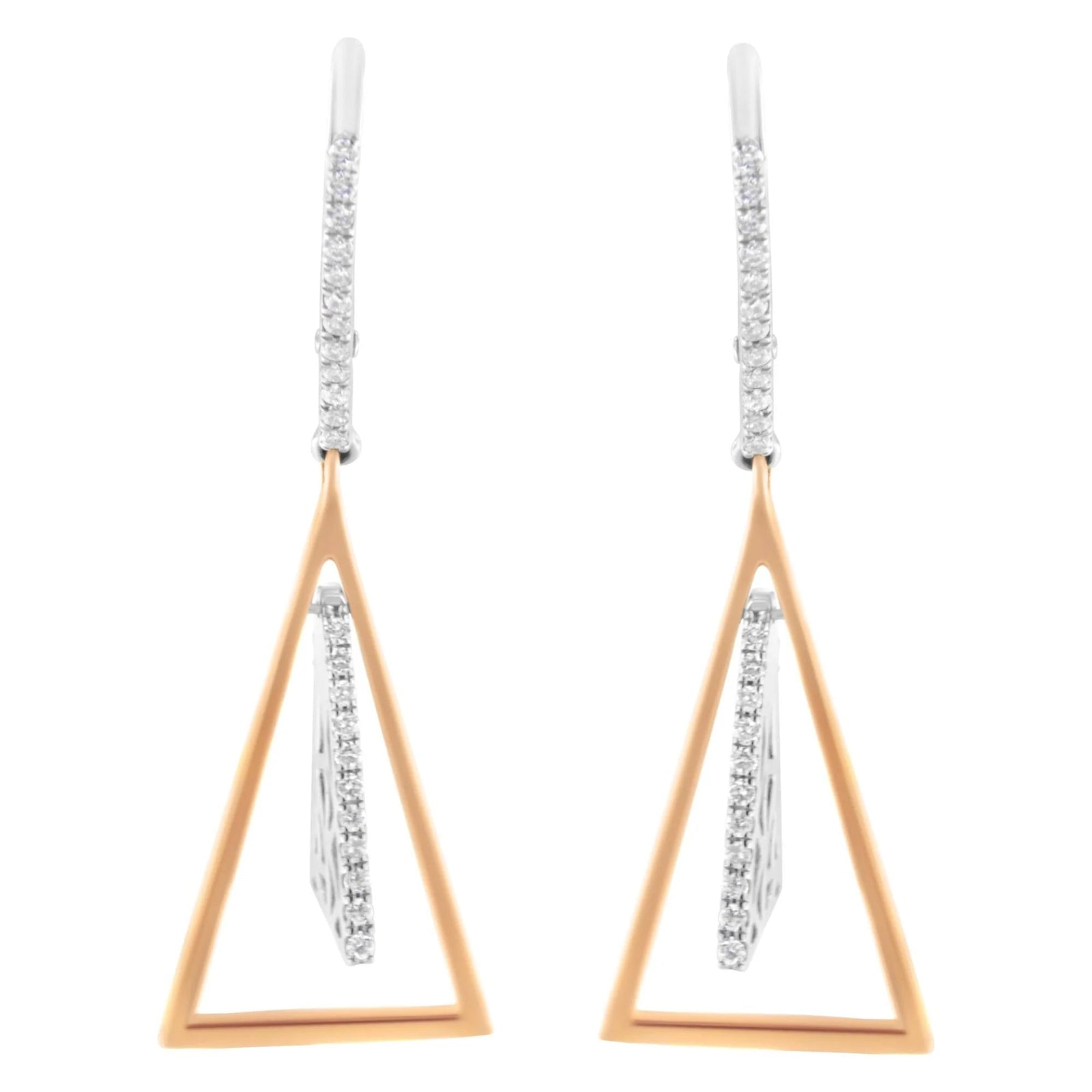 14K Rose and White Gold 3/8 Cttw Diamond Windchime Drop and Dangle Earring (G - H Color, SI1 - SI2 Clarity) - LinkagejewelrydesignLinkagejewelrydesign