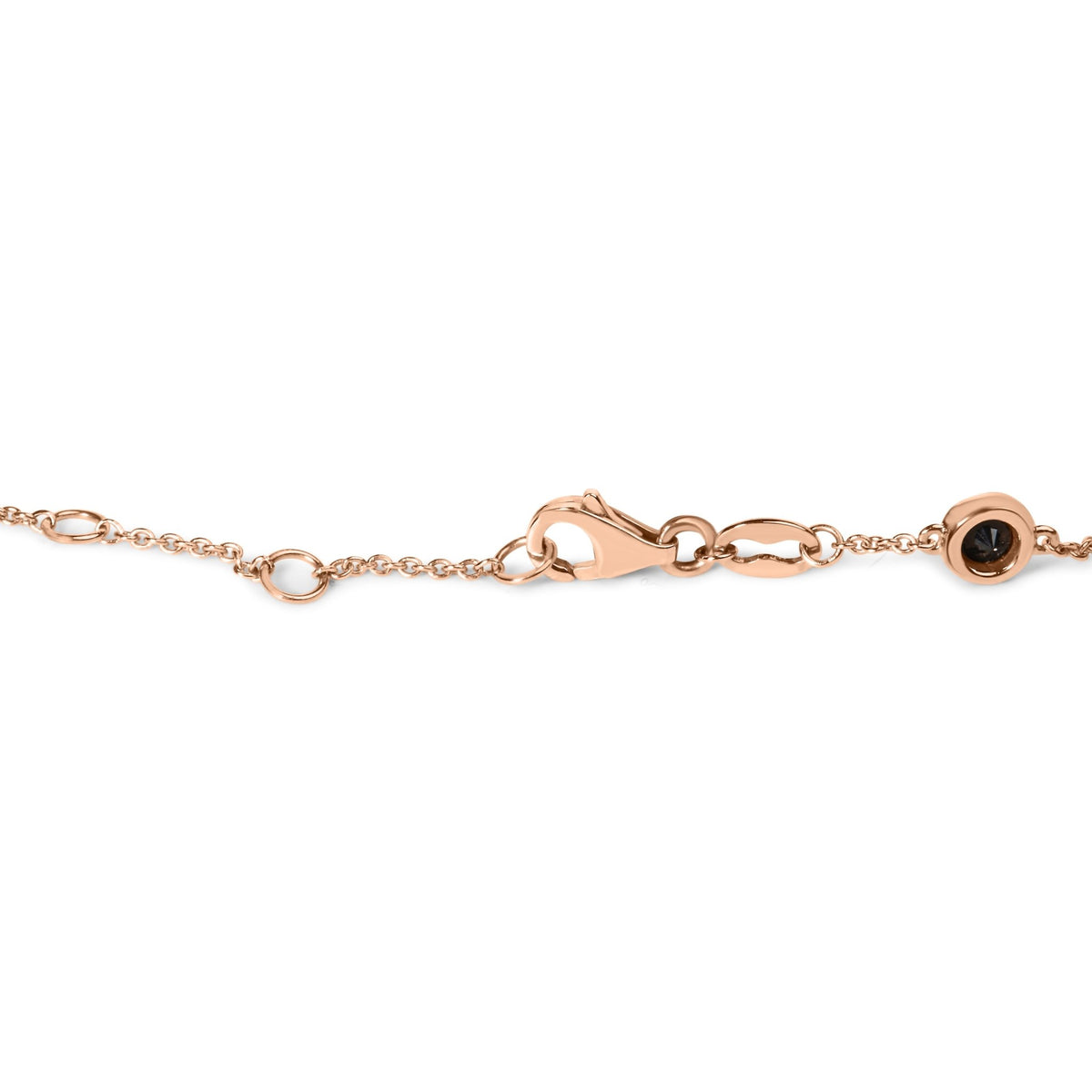 14K Rose Gold 1.00 Cttw Bezel Set Black Diamond 7 Station Link Bracelet (Black Color, I2 - I3 Clarity) - 7.5" Inches - LinkagejewelrydesignLinkagejewelrydesign