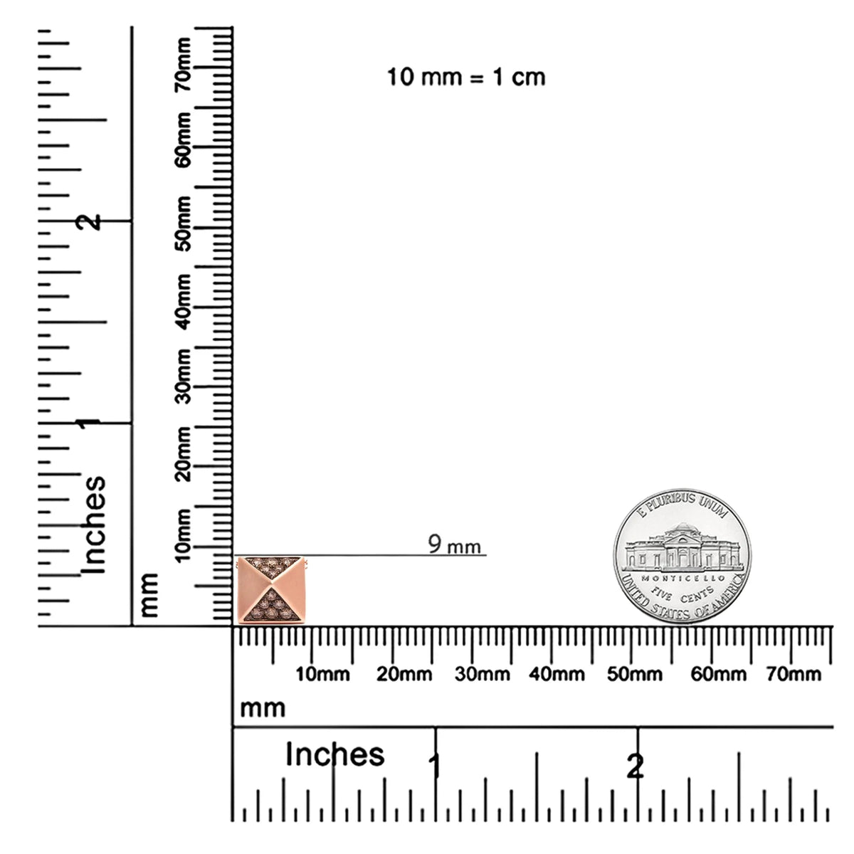 14K Rose Gold 1/4 Cttw Brown Diamond Matte Finished Pyramid Pendant Necklace (Brown Color, SI1 - SI2 Clarity) - 18" Inches - LinkagejewelrydesignLinkagejewelrydesign