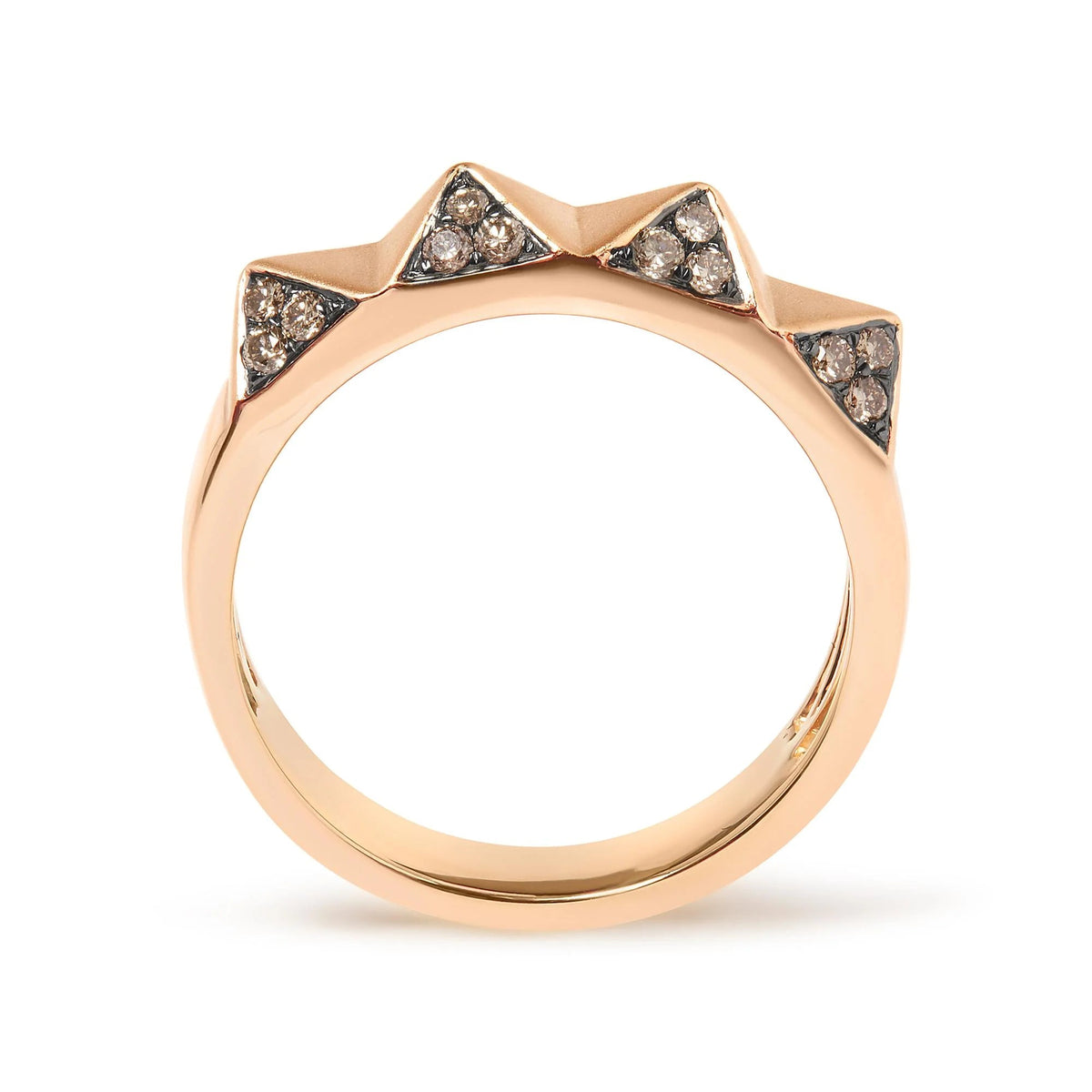 14K Rose Gold 1/4 Cttw Brown Diamond Pyramid Band Ring (Brown Color, SI1 - SI2 Clarity) - Size 7 - LinkagejewelrydesignLinkagejewelrydesign
