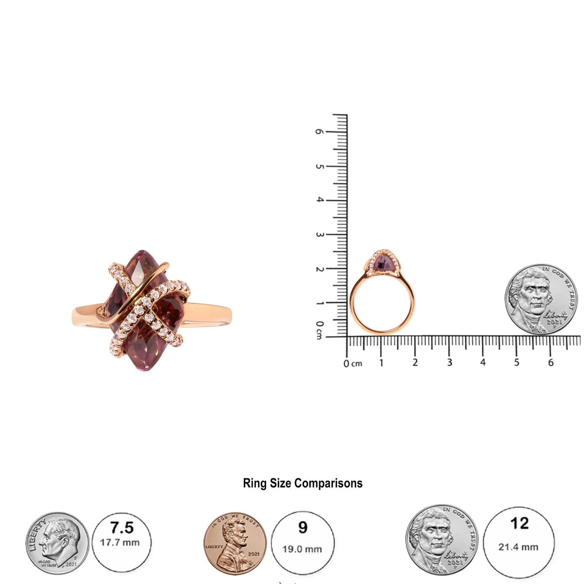 14K Rose Gold 1/5 Cttw Diamond Wrapped 15x15 MM Purple Amethyst Cocktail Ring (G - H Color, SI1 - SI2 Clarity) - LinkagejewelrydesignLinkagejewelrydesign