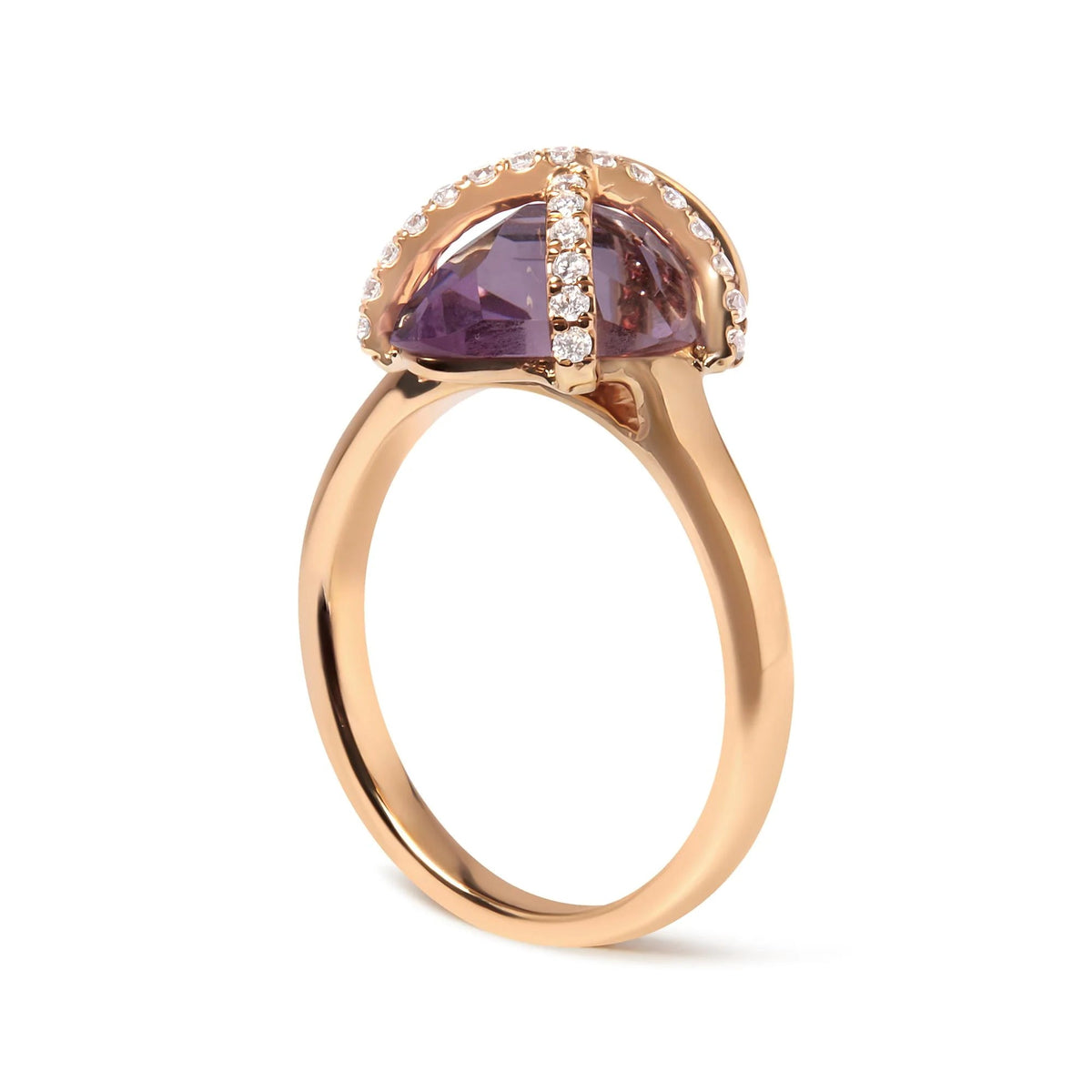 14K Rose Gold 1/5 Cttw Diamond Wrapped 15x15 MM Purple Amethyst Cocktail Ring (G - H Color, SI1 - SI2 Clarity) - LinkagejewelrydesignLinkagejewelrydesign
