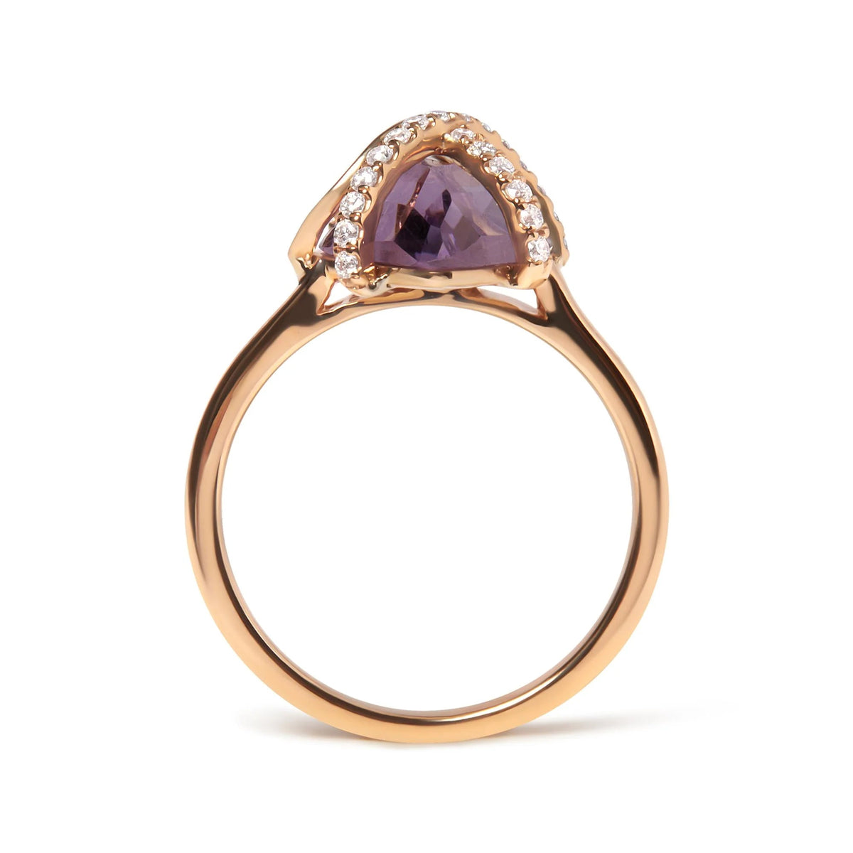 14K Rose Gold 1/5 Cttw Diamond Wrapped 15x15 MM Purple Amethyst Cocktail Ring (G - H Color, SI1 - SI2 Clarity) - LinkagejewelrydesignLinkagejewelrydesign
