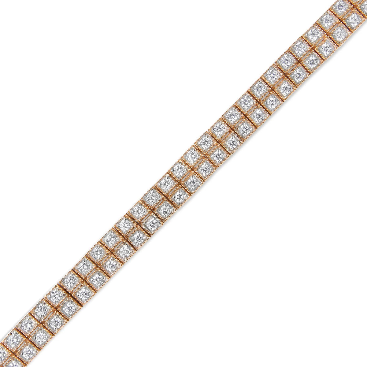 14K Rose Gold 3.0 Cttw Lab Grown Diamond Two Row Milgrain 7&quot; Inch Tennis Bracelet (G - H Color, VS2 - SI1 Clarity) - LinkagejewelrydesignLinkagejewelrydesign