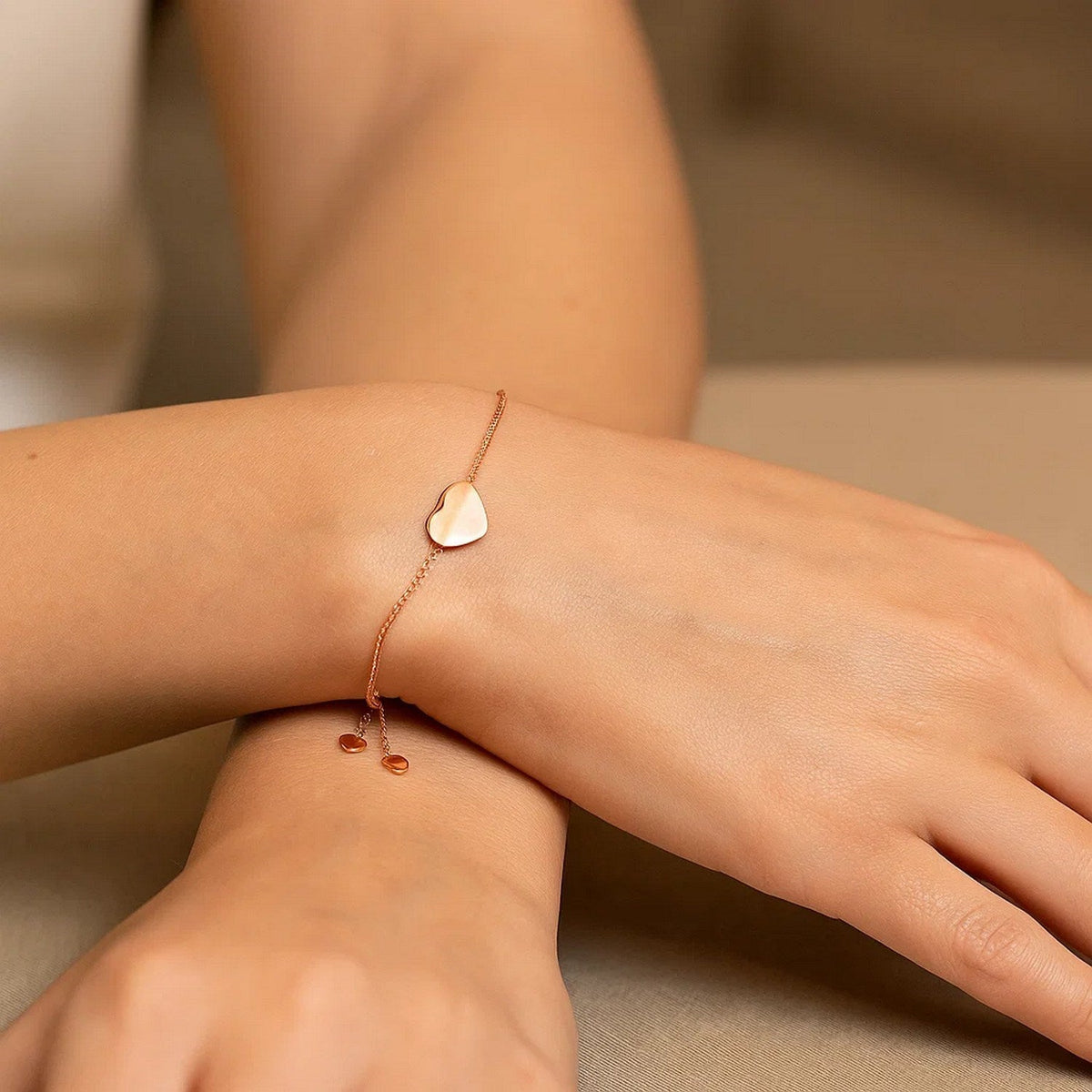 14k Rose Gold Adjustable Heart Bracelet (0.90 mm) - LinkagejewelrydesignLinkagejewelrydesign