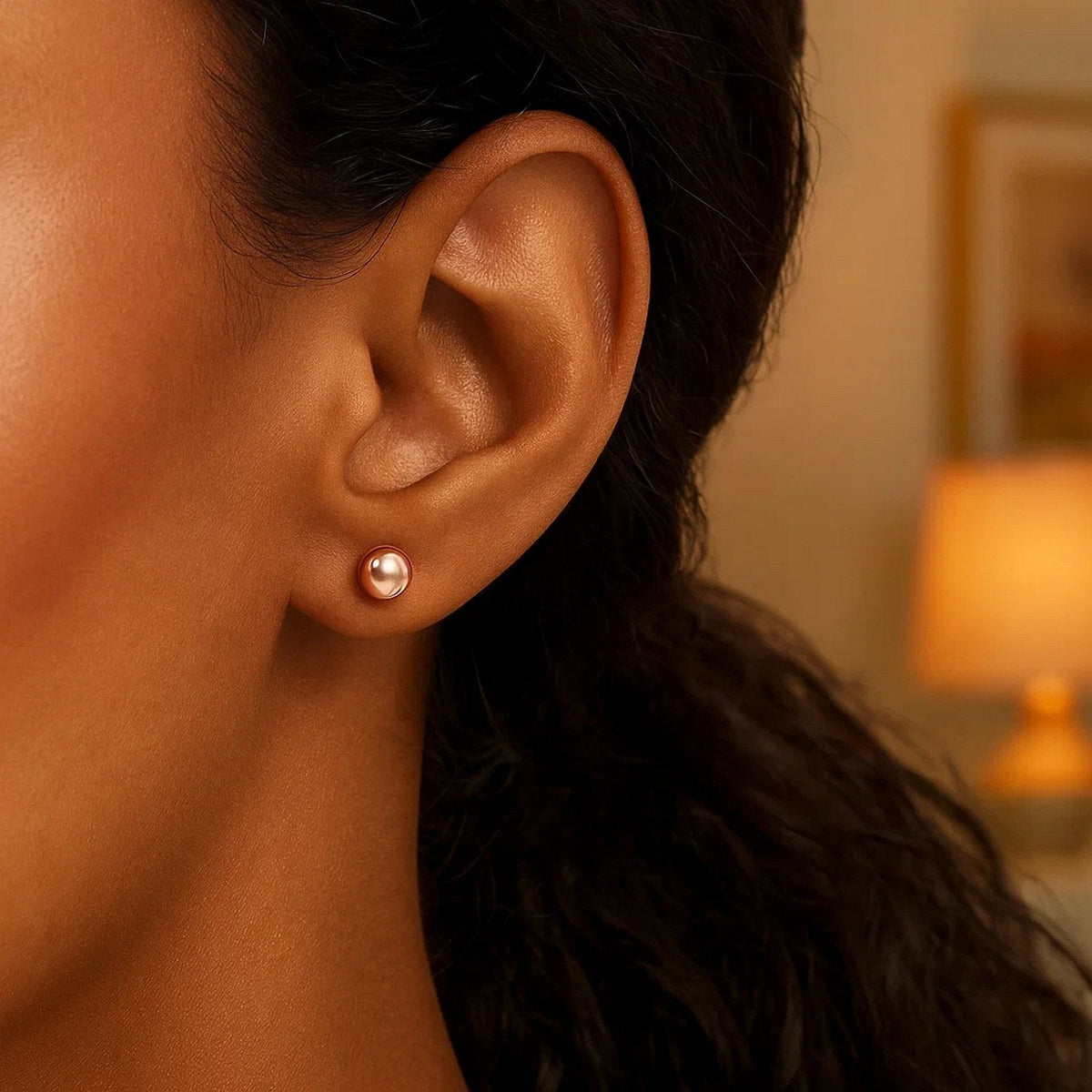 14k Rose Gold Classic Round Shape Stud Earrings (6.0 mm) - LinkagejewelrydesignLinkagejewelrydesign