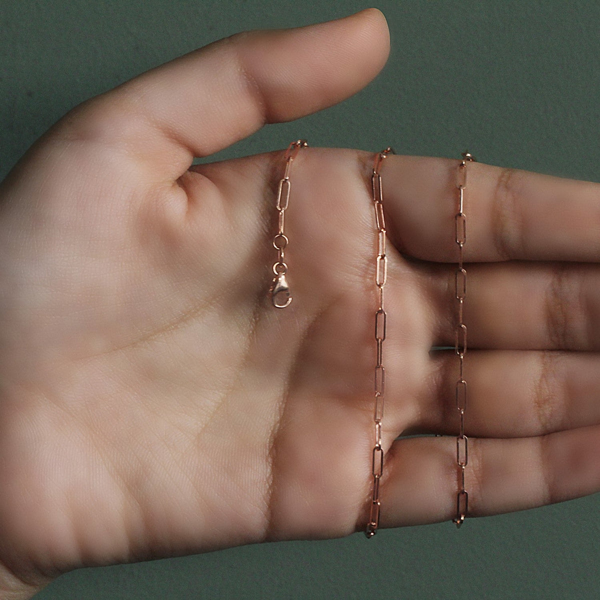 14K Rose Gold Delicate Paperclip Chain (2.10 mm) - LinkagejewelrydesignLinkagejewelrydesign