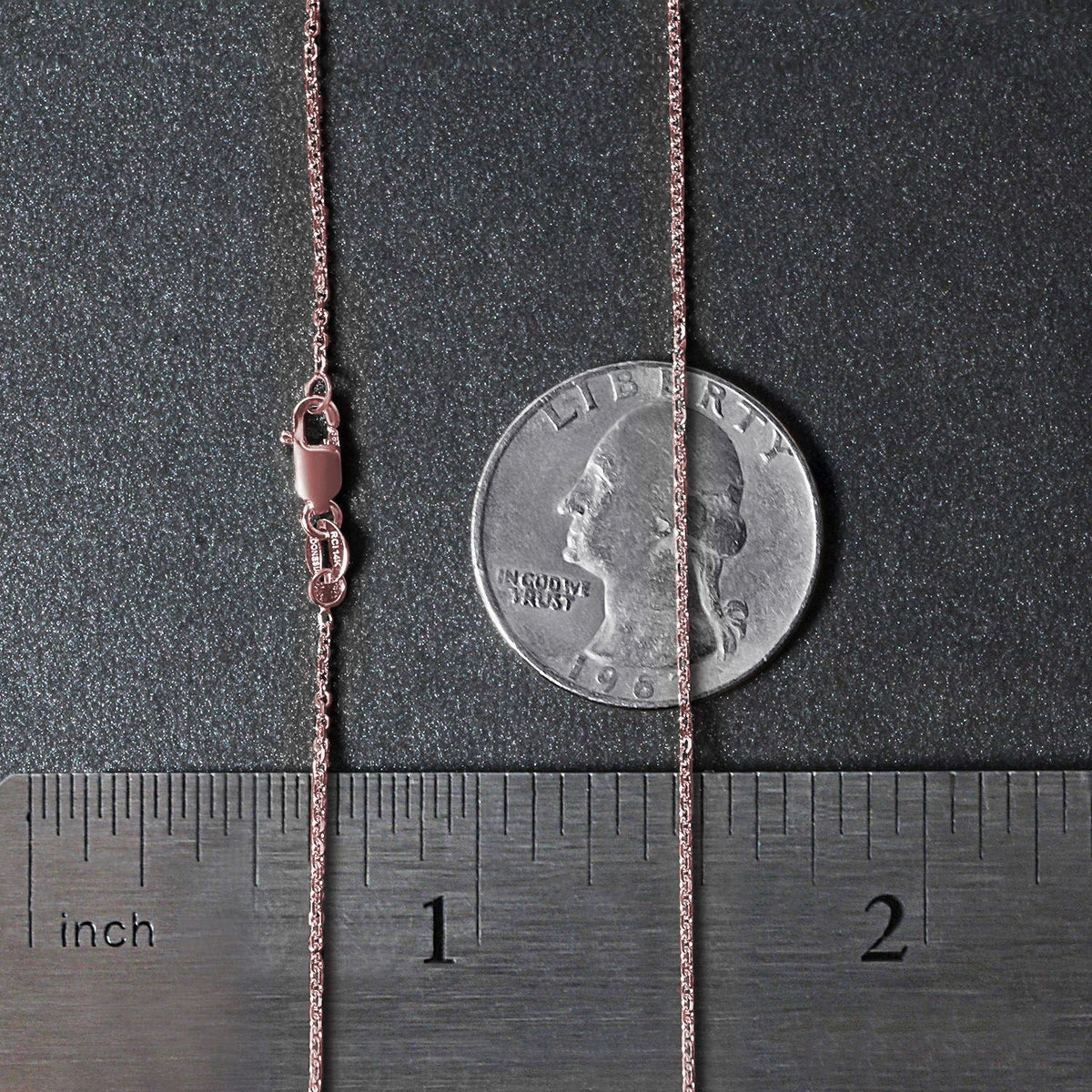 14k Rose Gold Diamond Cut Cable Link Chain (1.10 mm) - LinkagejewelrydesignLinkagejewelrydesign