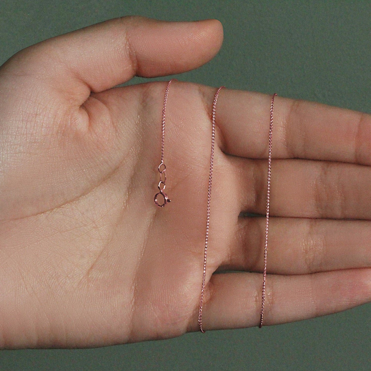 14k Rose Gold Diamond Cut Round Wheat Chain 0.6mm - LinkagejewelrydesignLinkagejewelrydesign