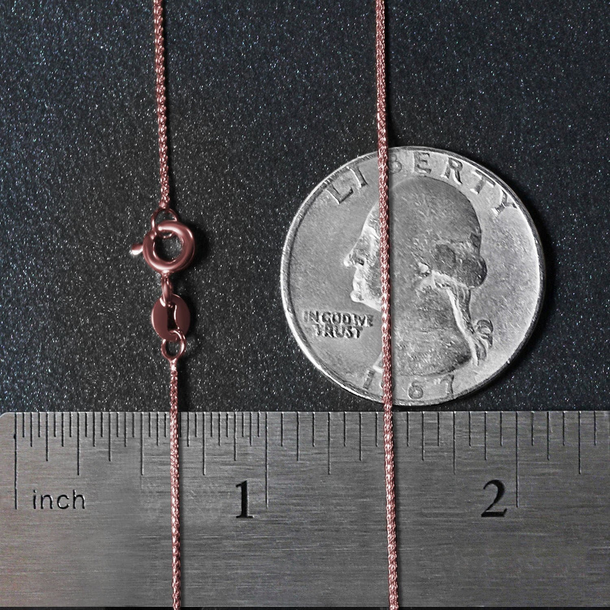 14k Rose Gold Diamond Cut Round Wheat Chain 0.6mm - LinkagejewelrydesignLinkagejewelrydesign