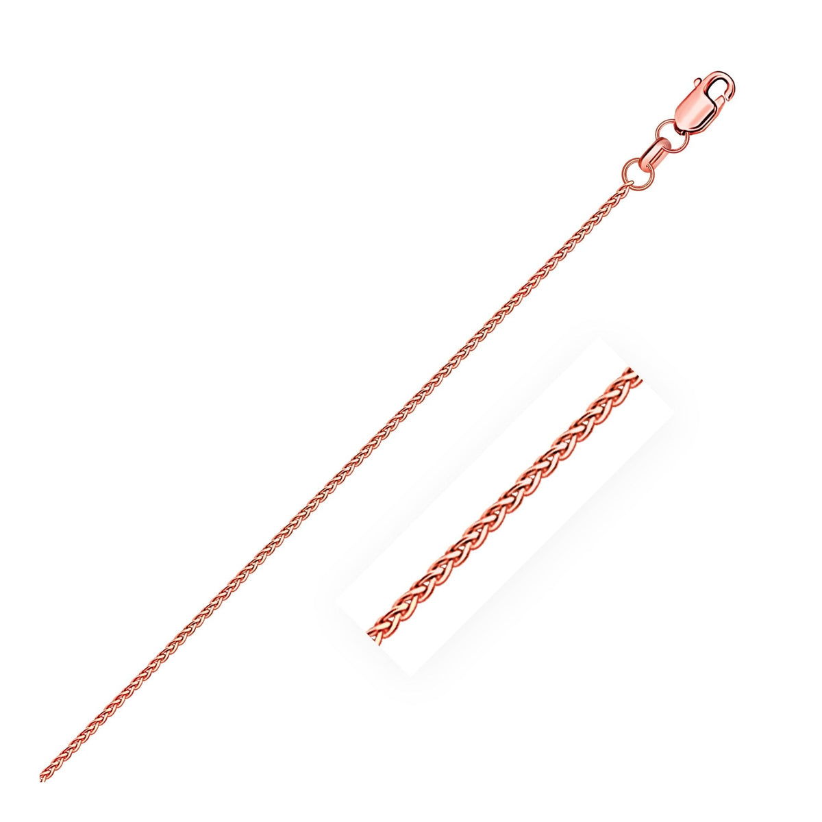 14k Rose Gold Diamond Cut Round Wheat Chain (1.20 mm) - LinkagejewelrydesignLinkagejewelrydesign