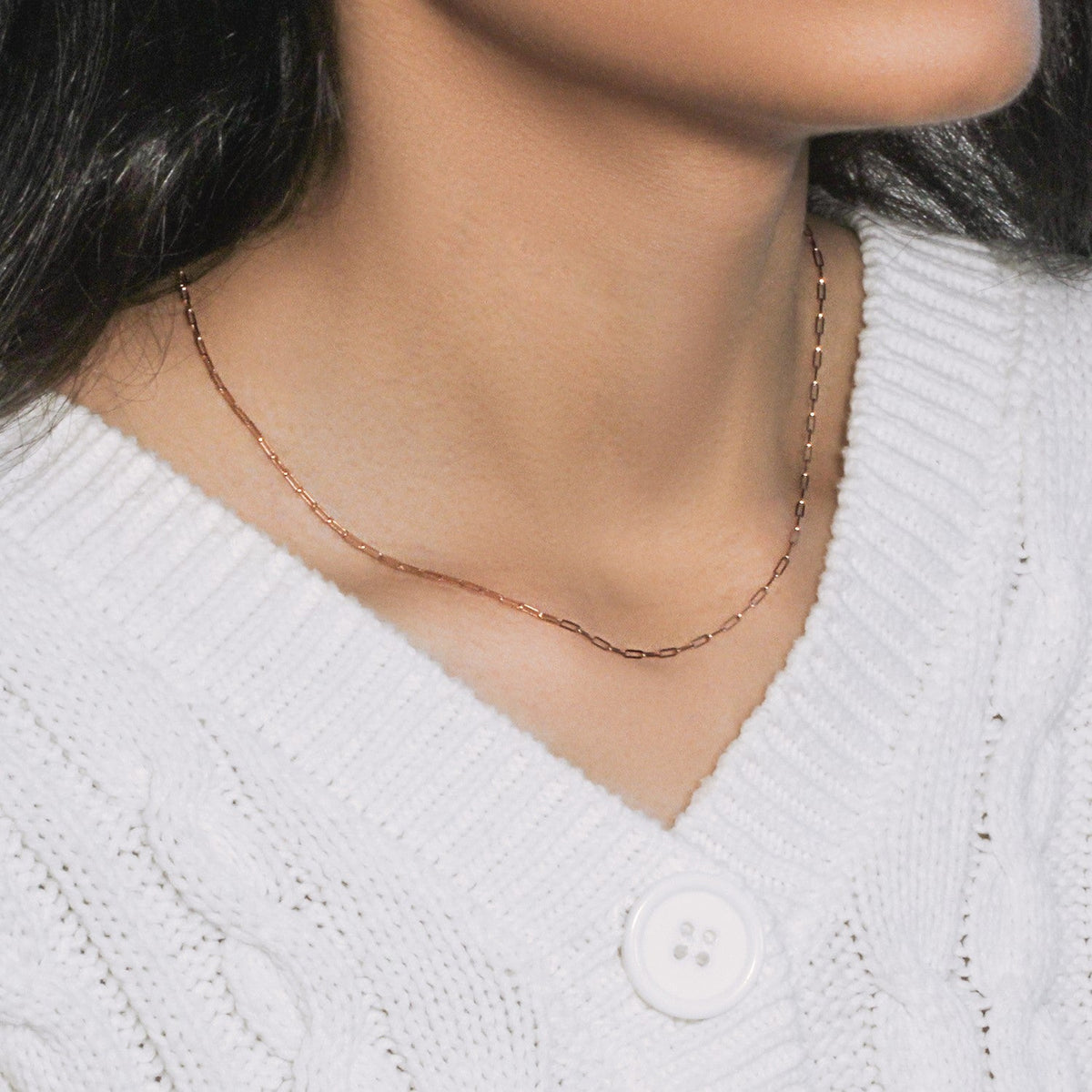 14K Rose Gold Fine Paperclip Chain (1.50 mm) - LinkagejewelrydesignLinkagejewelrydesign