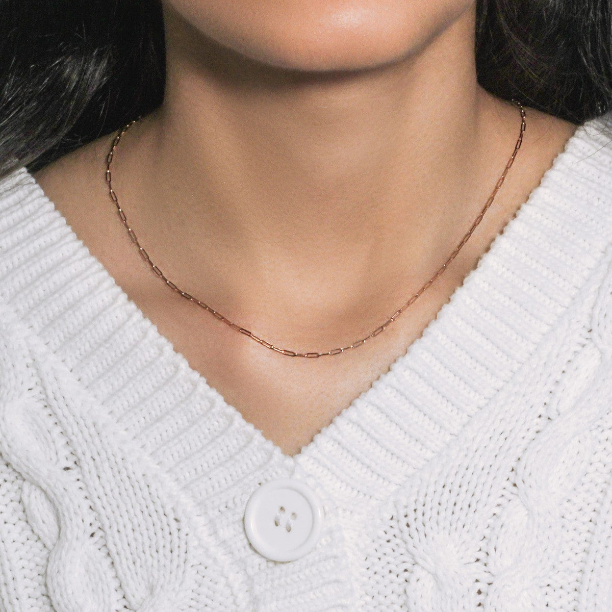 14K Rose Gold Fine Paperclip Chain (1.50 mm) - LinkagejewelrydesignLinkagejewelrydesign