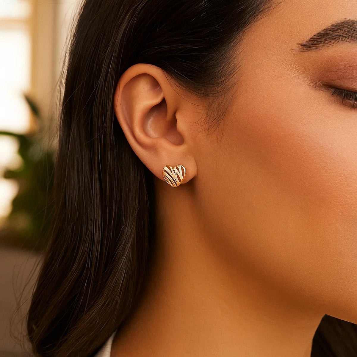 14K Rose Gold High Polish Scribble Heart Stud Earrings - LinkagejewelrydesignLinkagejewelrydesign