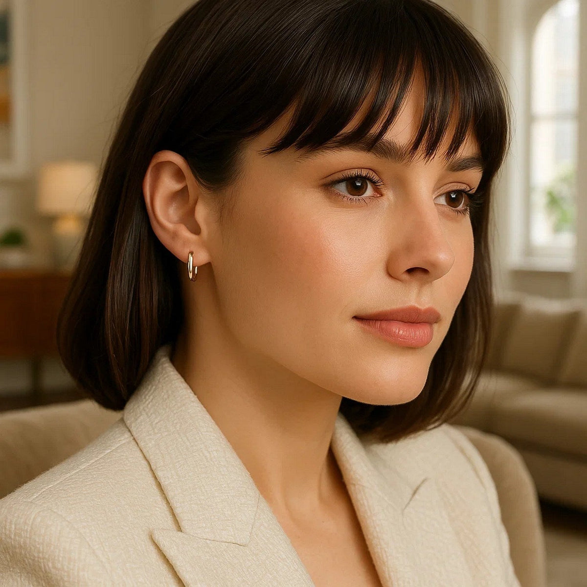 14k Rose Gold Petite Polished Round Hoop Earrings - LinkagejewelrydesignLinkagejewelrydesign