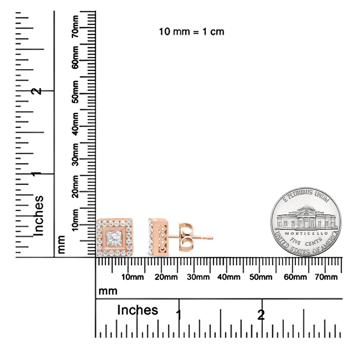 14K Rose Gold Plated .925 Sterling Silver 1/2 Cttw Diamond Halo Square - Shaped Frame Stud Earring (I - J Color, I3 Clarity) - LinkagejewelrydesignLinkagejewelrydesign