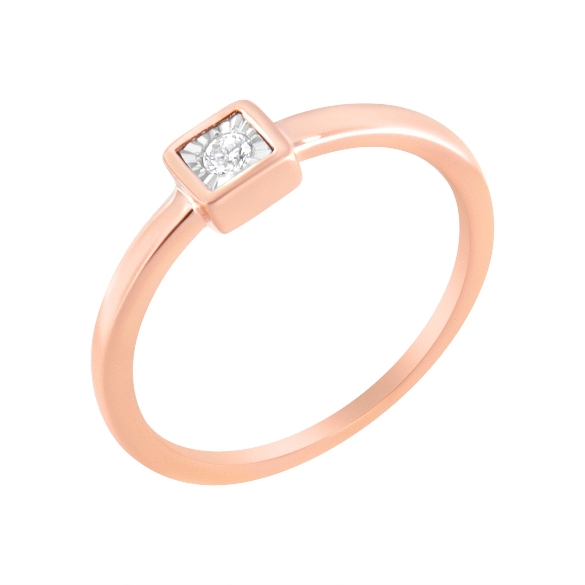 14K Rose Gold Plated .925 Sterling Silver 1/20 cttw Miracle Set Diamond Promise Ring (J - K Color, I1 - I2 Clarity) - LinkagejewelrydesignLinkagejewelrydesign