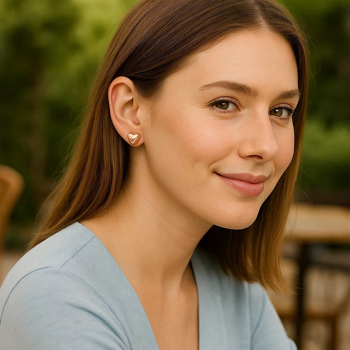 14k Rose Gold Puffed Heart Shape Shiny Earrings - LinkagejewelrydesignLinkagejewelrydesign