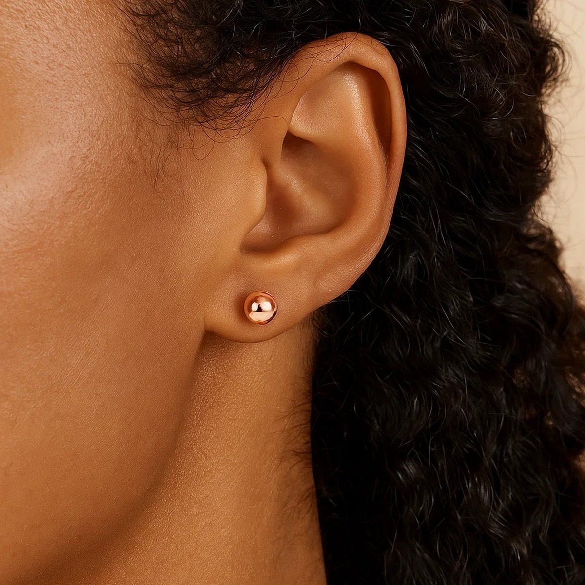 14k Rose Gold Round Stud Earrings (5mm) - LinkagejewelrydesignLinkagejewelrydesign